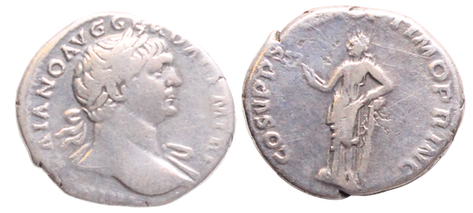 Roman Empire, Trajan 98-117AD Silver Denarius Fine