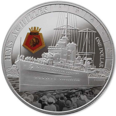 NZ 2014 $1 HMS Achilles 1oz Silver Proof Coin