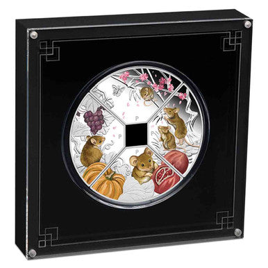 Tuvalu 2020 $1 Lunar Year of The Mouse 1oz Silver Coloured Proof 4 Coin Quadrant Set