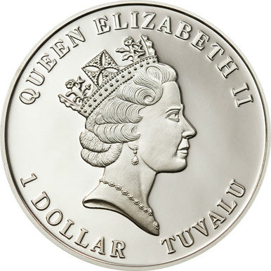 Tuvalu 2010 $1 Marine Life Turtle 1oz Silver Coloured Proof Coin