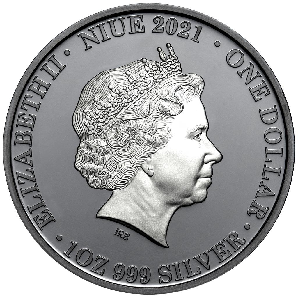 Niue 2021 $1 Australia at Night Wombat 1oz Silver Black Proof Coin