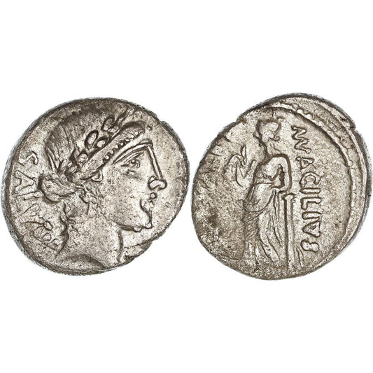 Roman Republic, Mn. Acilius Glabrio, Silver Denarius, 49 BC, nVF