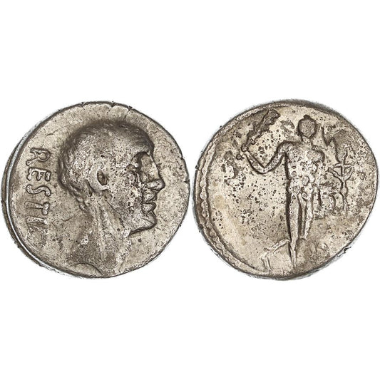 Roman Republic, Imperatorial Period, C. Antius C.f. Restio, Silver Denarius, 47 BC, gF-nVF