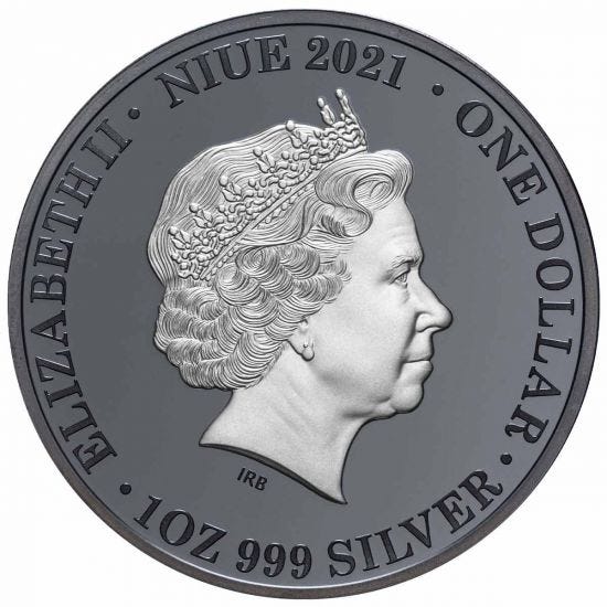Niue 2021 $1 Australia at Night Dingo 1oz Silver Black Proof Coin