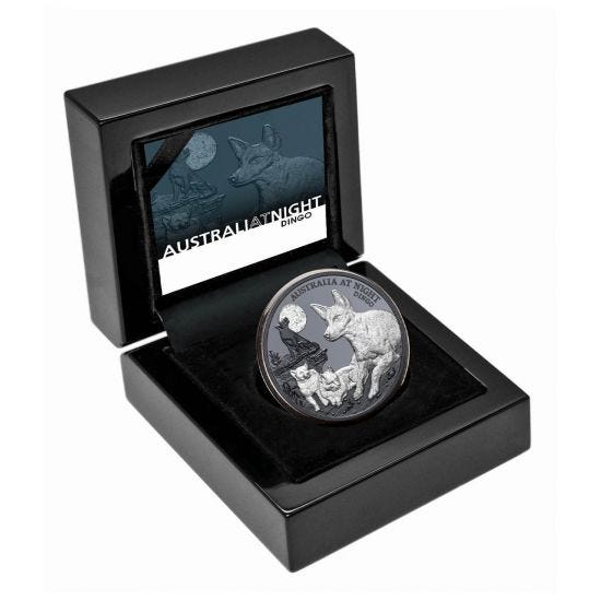 Niue 2021 $1 Australia at Night Dingo 1oz Silver Black Proof Coin
