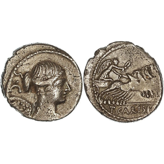 Roman Republic, Imperatorial Period, T. Carisius, Silver Denarius, 46 BC, nVF