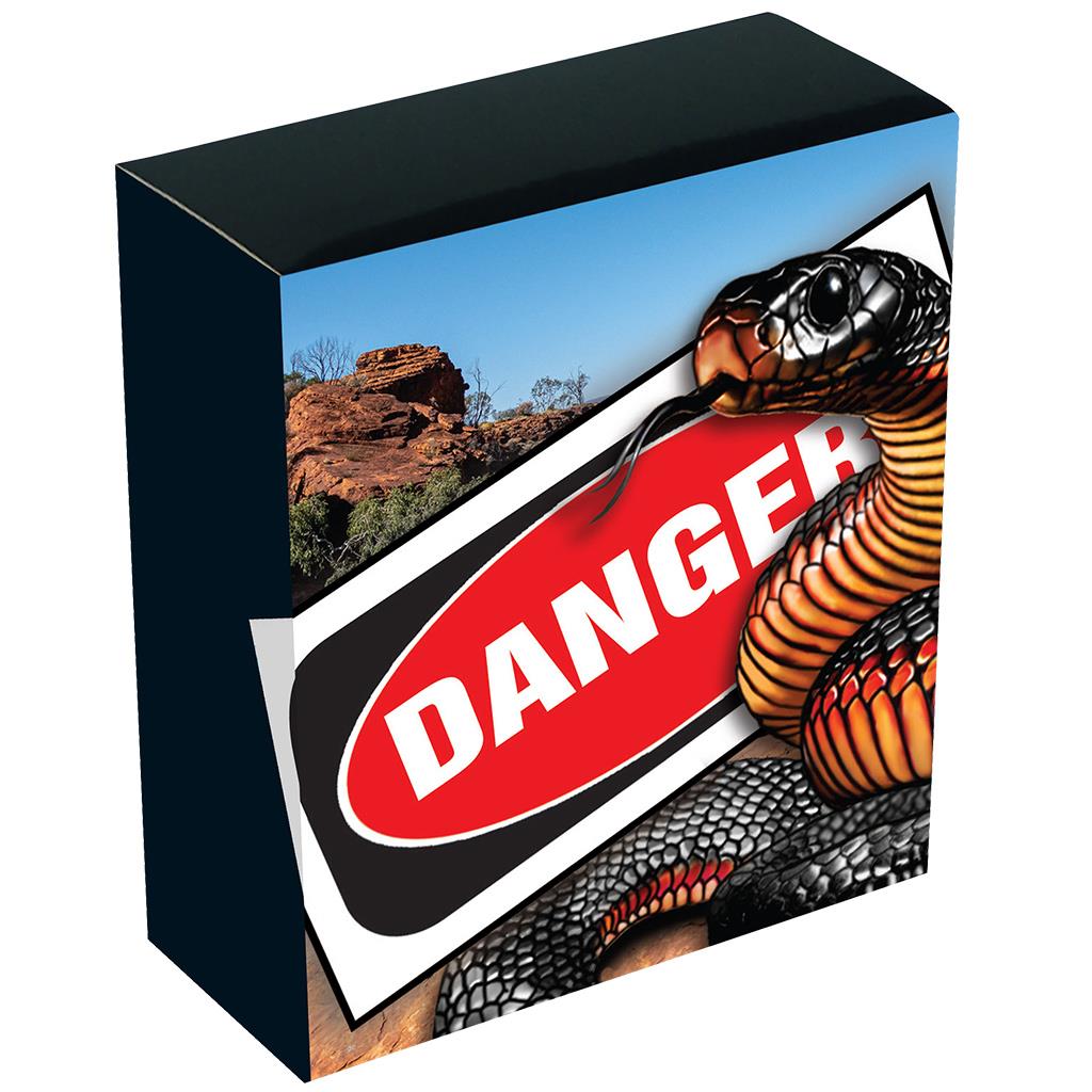 Tuvalu 2022 $1 Deadly and Dangerous Red-Bellied Black Snake 1oz Silver Coloured Proof Coin