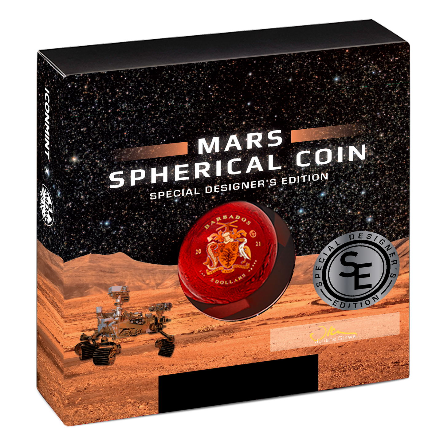 Barbados 2021 $5 Mars Special Edition 1oz Silver Coloured Antiqued Spherical Coin