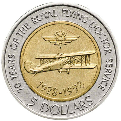 1998 $5 70 Years of Royal Flying Doctors Uncirculated Coin with Phonecard