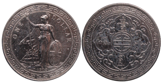 Great Britain 1913B Trade Dollar cleaned VF