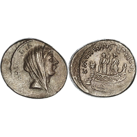 Roman Republic, Imperatorial Period, L. Mussidius T.f. Longus, Silver Denarius, 42 BC, gF-VF