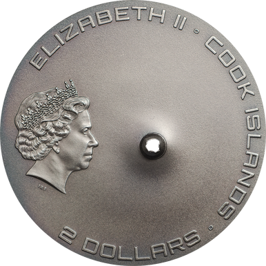 Cook Islands 2016 $2 Stardust of The Universe Tamdakht Meteorite Strike 1/2oz Silver Antiqued Coin