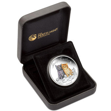 Tuvalu 2015 50c Always Together Kittens 1/2 Silver Coloured Proof Coin