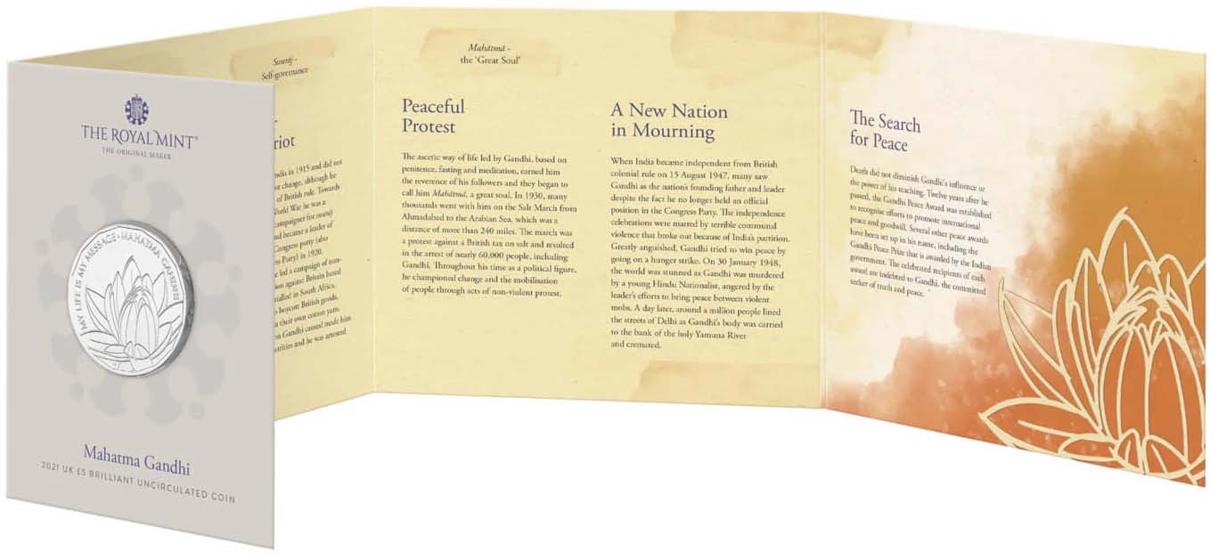 UK 2021 £5 Mahatma Gandhi Uncirculated Coin