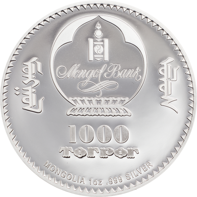 Mongolia 2020 1000 Togrog Revolutionaries Mahatma Gandhi 1oz Silver Coloured Proof Coin