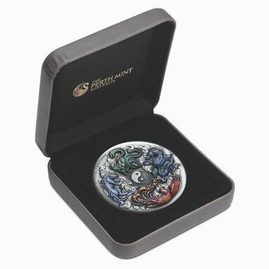 Tuvalu 2021 $5 Chinese Ancient Mythical Creatures 5oz Silver Coloured Antiqued Coin