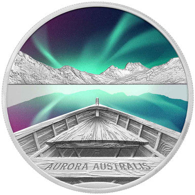 Tuvalu 2022 $1 Aurora Australis 1oz Silver Coloured Proof Coin