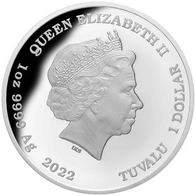 Tuvalu 2022 $1 Aurora Australis 1oz Silver Coloured Proof Coin