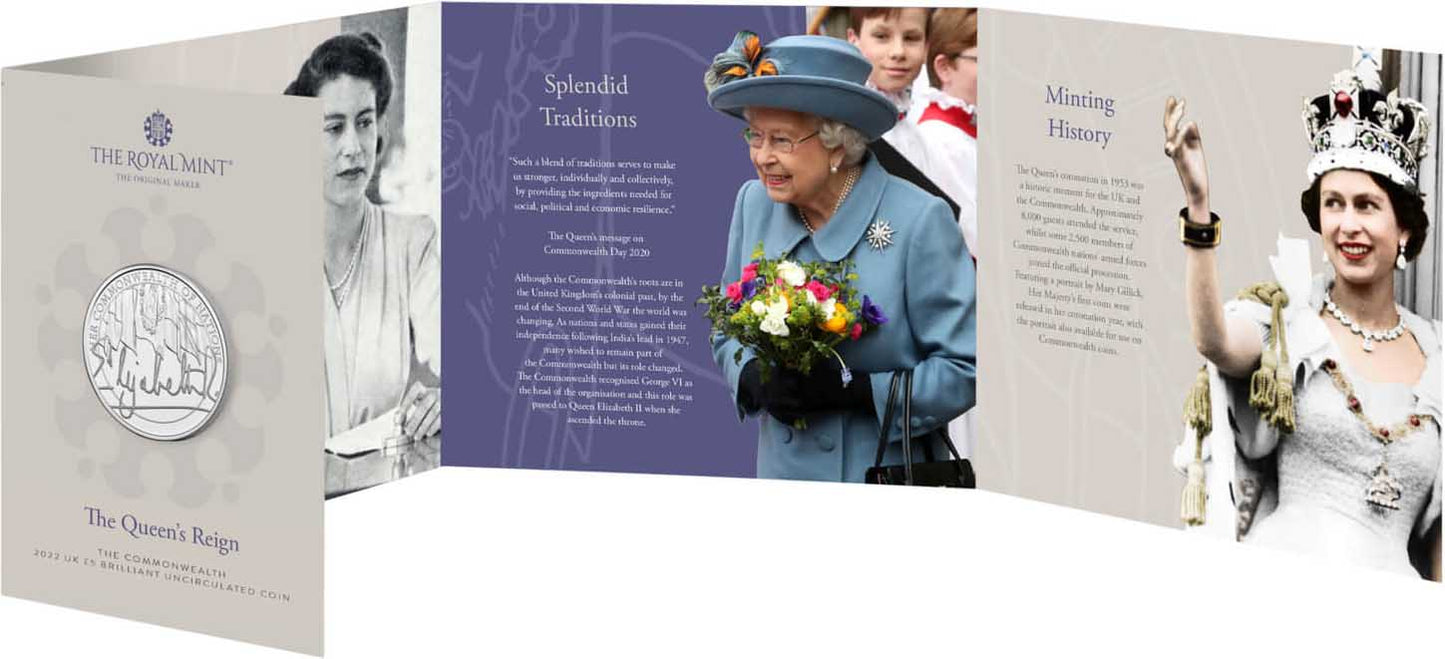 UK 2022 £5 The Queen's Reign The Commonwealth Uncirculated Coin