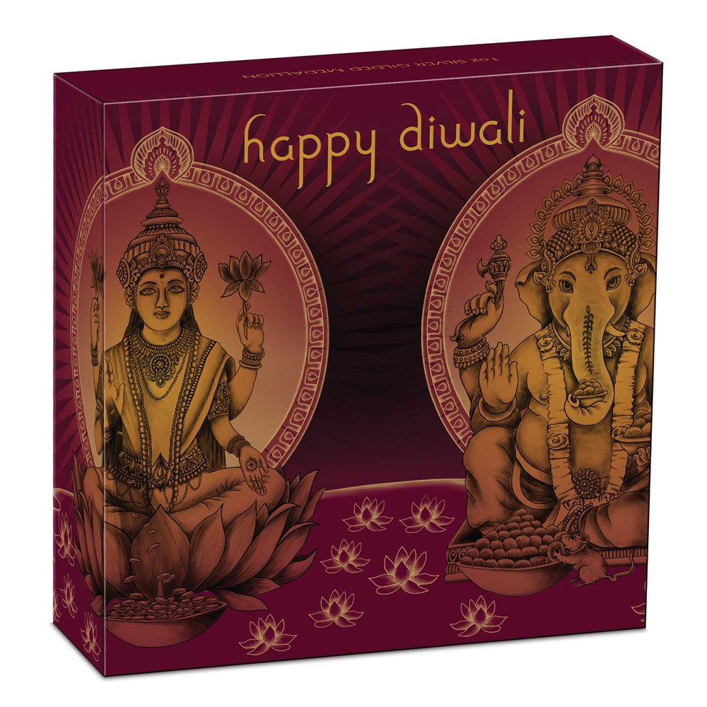 2022 Happy Diwali 1oz Silver Gilded Medallion