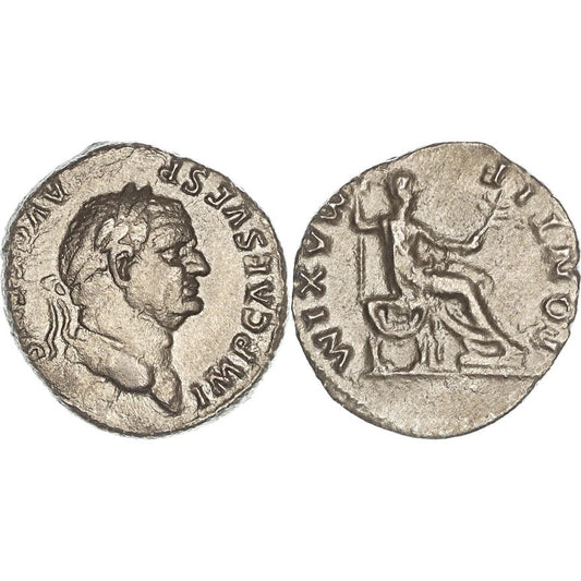 Roman Empire, Vespasian, Silver Denarius, 73 AD, nVF