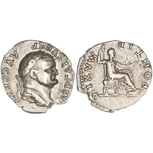 Roman Empire, Vespasian, Silver Denarius, 73 AD, VF