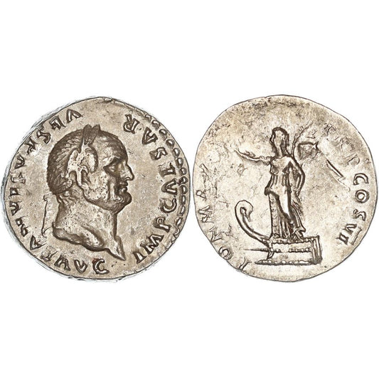 Roman Empire, Vespasian, Silver Denarius, 75 AD, VF