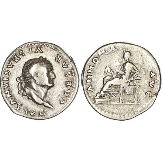 Roman Empire, Vespasian, Silver Denarius, 77-78 AD, gF-nVF