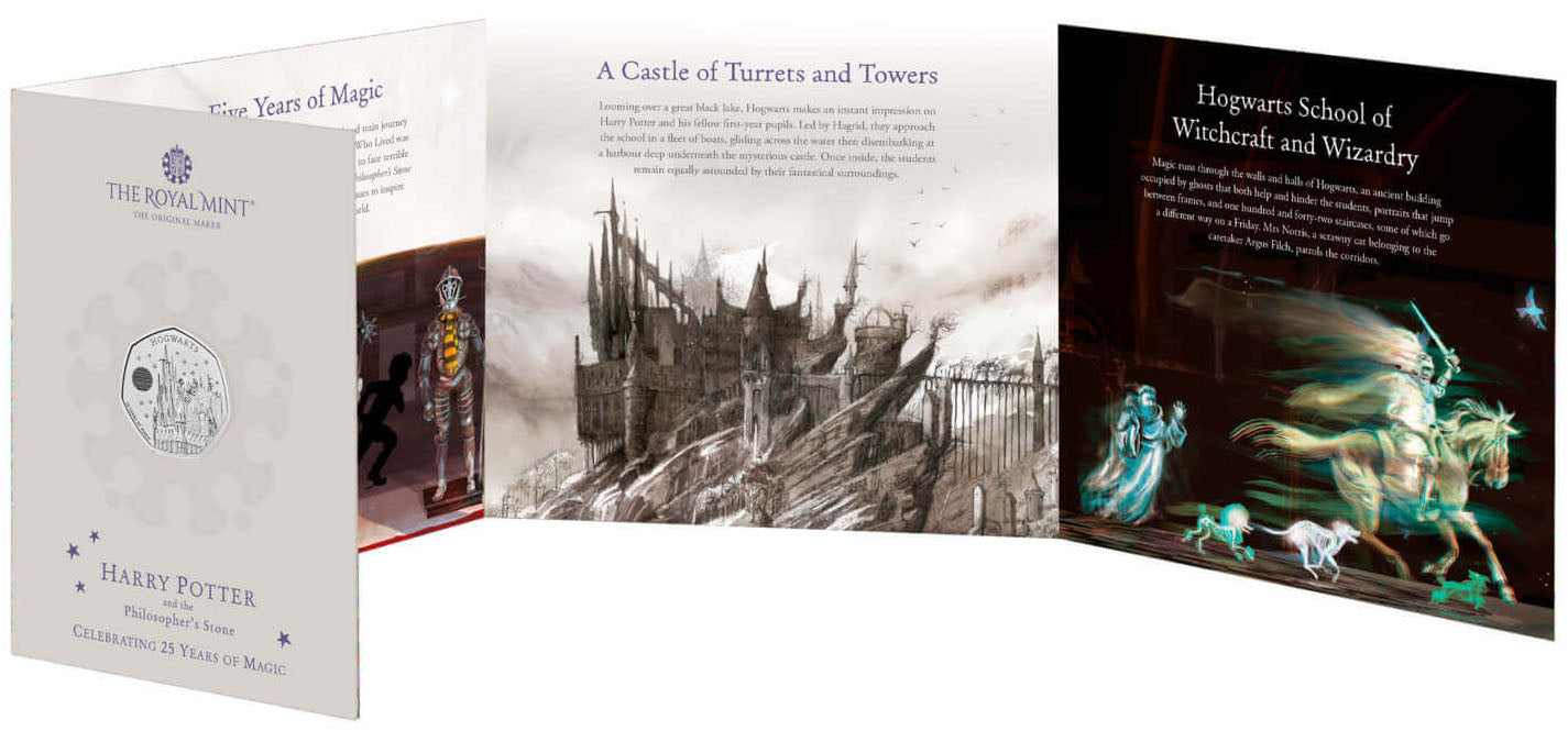 UK 2023 50p Celebrating 25 Years of Harry Potter Hogwarts School of Witchcraft and Wizardry Uncirculated Coin