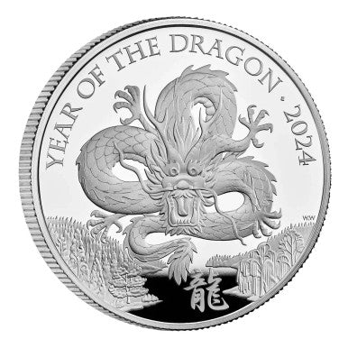 UK 2024 £2 Lunar Year of the Dragon 1oz Silver Proof Coin