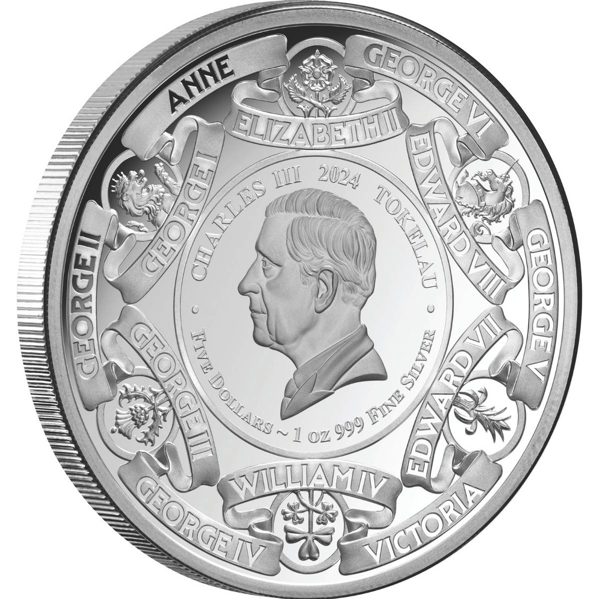 Tokelau 2024 $1 Monarchs of Britain 1oz Silver Proof Coin