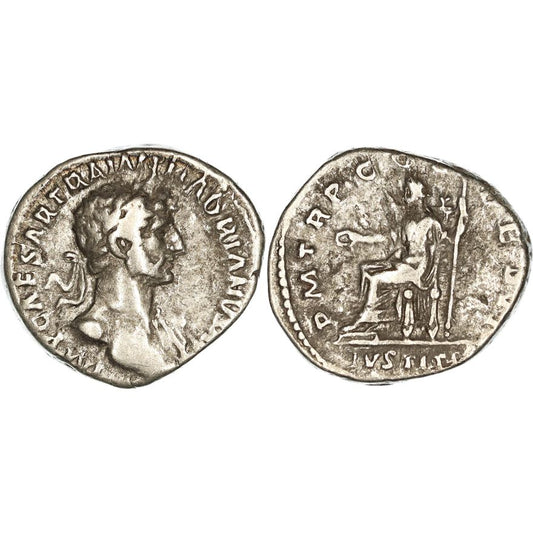 Roman Empire, Hadrian, Silver Denarius, 117AD, gF-nVF