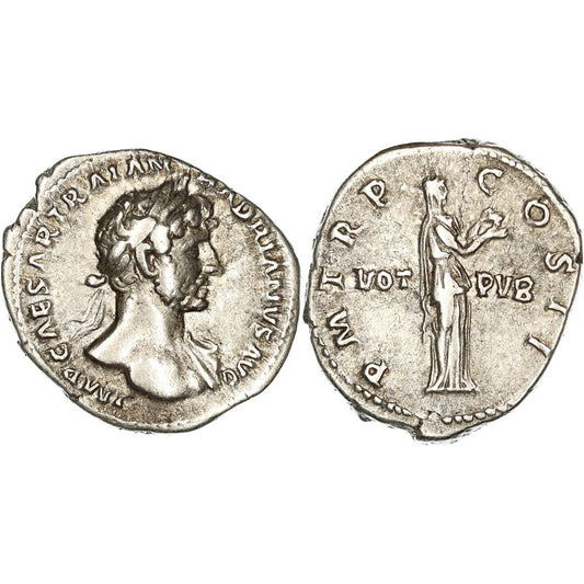 Roman Empire, Hadrian, Silver Denarius, 118 AD, VF