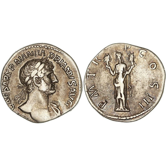 Roman Empire, Hadrian, Silver Denarius, 119-122 AD, nVF