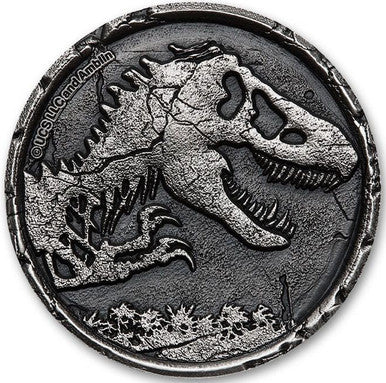 Niue 2021 $5 Jurassic World 2oz Silver Antiqued High Relief Coin