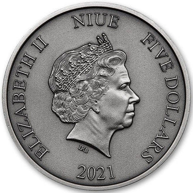 Niue 2021 $5 Jurassic World 2oz Silver Antiqued High Relief Coin