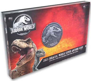Niue 2021 $5 Jurassic World 2oz Silver Antiqued High Relief Coin