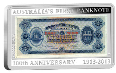 2013 $1 100th Anniversary of Australia's First Banknote 1oz Silver Rectangle Proof Coin and Stamp Set