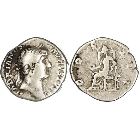 Roman Empire, Hadrian, Silver Denarius, 125-128 AD, aF