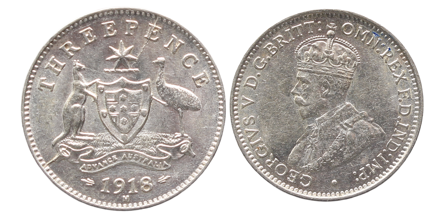 1918m Threepence UNC