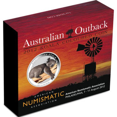 2012 $1 American Numismatic Association Philadelphia Australian Outback Koala 1oz Silver Coloured Proof Coin