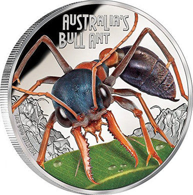 Tuvalu 2015 $1 Deadly and Dangerous Bull Ant 1oz Silver Coloured Proof Coin