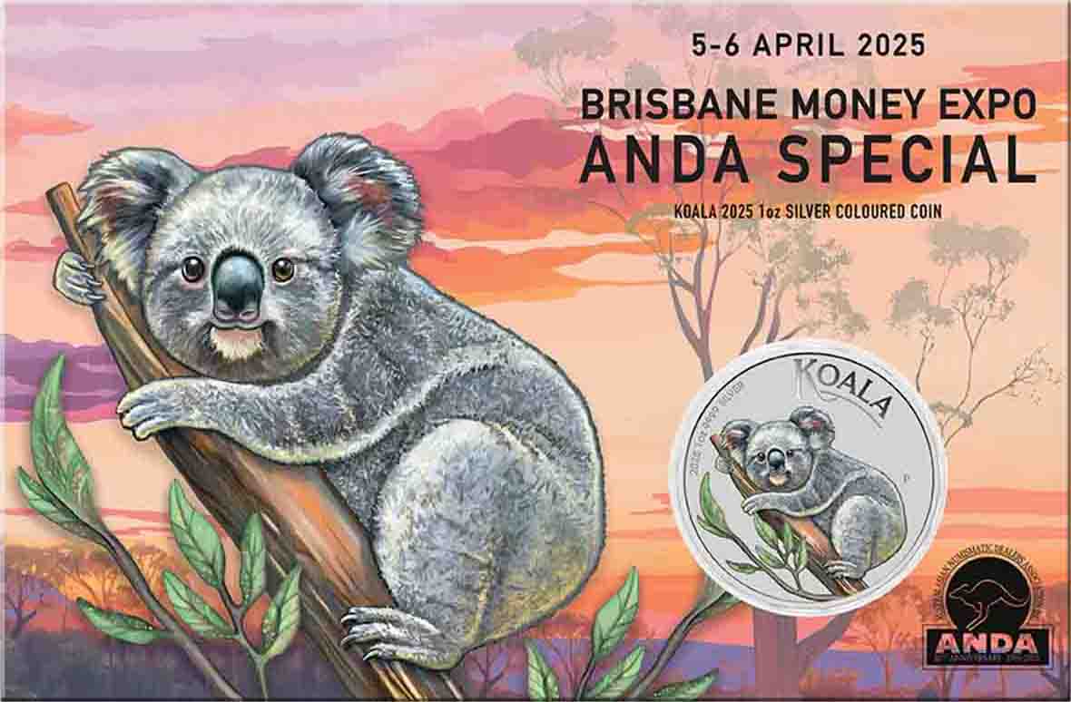 2025 $1 ANDA Brisbane Australian Koala 1oz Silver Coloured Uncirculated Coin
