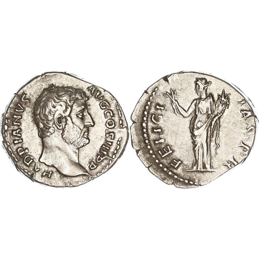 Roman Empire, Hadrian, Silver Denarius, 134-138 AD, VF