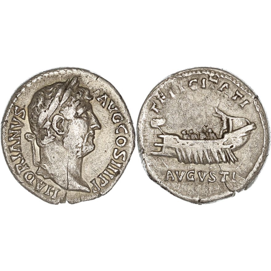 Roman Empire, Hadrian, Silver Denarius, 134-138 AD, nVF, Laureate