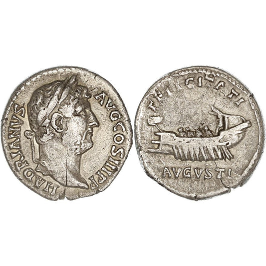 Roman Empire, Hadrian, Silver Denarius, 134-138 AD, nVF, Laureate