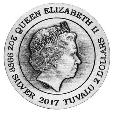 Tuvalu 2017 $2 Norse Goddesses Frigg 2oz Silver Antiqued Coin
