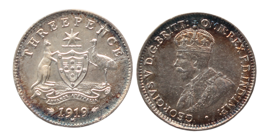 1919m Threepence UNC