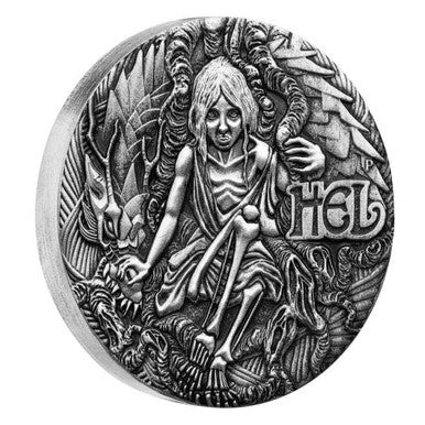 Tuvalu 2017 $2 Norse Goddesses Hel 2oz Silver Antiqued Coin