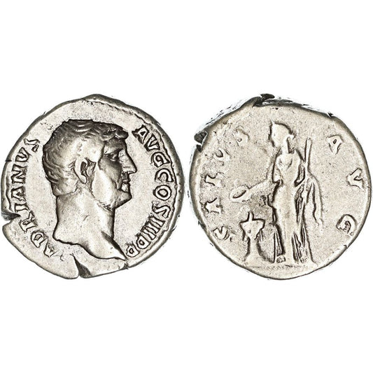Roman Empire, Hadrian, Silver Denarius, 134-138 AD gF-nVF